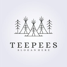 Group Of Teepees Tent Logo Vector Illustration Design Nature Wild Life Indian Ethnic