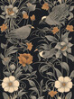 floral and birds pattern 
vintage style.