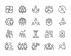 team work icons.collaboration, research, meeting business, working, management business people, huma