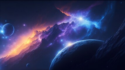fantastic multicolored outer space with stars, constellations, galaxies, planets and nebulae. genera