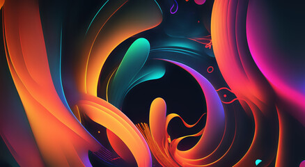 Wall Mural - Twisted design neon pattern abstract background