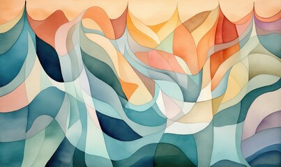 Wall Mural - Big Sur in an abstract style with pastel colors