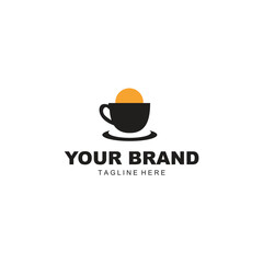 Wall Mural - coffee cup and sun logo illustration