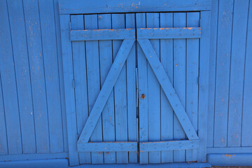 Canvas Print - blue wooden door