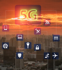 Wall Mural - 5g internet concept in technology concept