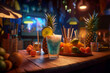 © Firn - Cocktail at tropical bar. Generative AI illustration