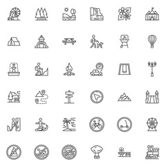 Poster - Park and outdoors line icons set