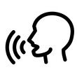 生体認証、声、音声、声紋を表すラインスタイルのアイコン