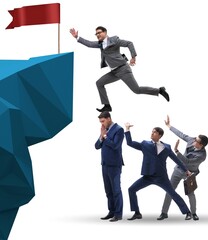 Wall Mural - Career progression concept with businessman climbing stairs