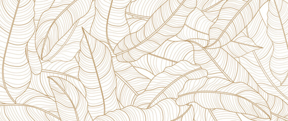 abstract foliage line art vector background. leaf wallpaper of tropical leaves, leaf branch, plants 