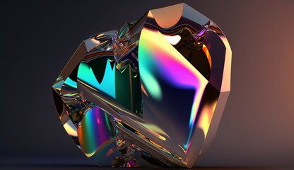 Iridescent shape 3d render generative Ai