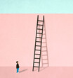 © Westend61 - Illustration of small boy looking at ladder