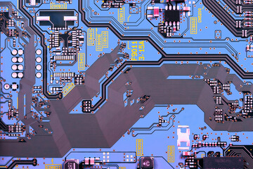 Canvas Print - Electronic circuit board close up.	