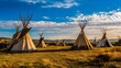 Piegan indian encampment north america. generative ai