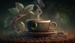 Cup of coffee with smoke Generative Ai