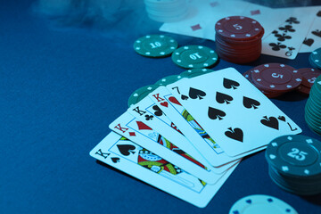 Concept of gambling, Poker gambling game, accessories for poker