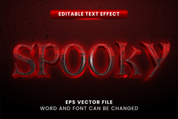 Wall Mural - Red neon spooky halloween editable vector text effect