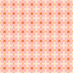 Wall Mural - Vintage geometrical pattern. Abstract floral texture. Seamless  ornament made with grid of flowers. Retro background