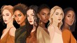 © Salsabila Ariadina - Vector illustration of a diverse group of beautiful women with natural beauty and glowing smooth skin, Generative AI