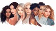 © Salsabila Ariadina - Vector illustration of a diverse group of beautiful women with natural beauty and glowing smooth skin, Generative AI