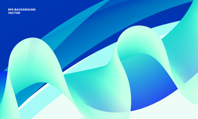 Wall Mural - Blue gradient wavy background vector. Elegant Wavy abstract background vector