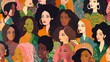 © Salsabila Ariadina - Vector illustration of a diverse group of beautiful women with natural beauty and glowing smooth skin, Generative AI