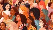 © Salsabila Ariadina - Vector illustration of a diverse group of beautiful women with natural beauty and glowing smooth skin, Generative AI