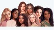 © Salsabila Ariadina - Vector illustration of a diverse group of beautiful women with natural beauty and glowing smooth skin, Generative AI