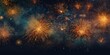 © Coosh448 - Fireworks in black night sky, wide banner for independence day, holiday background