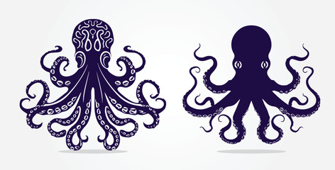 Vector of an octopus design on white background. Aquatic animals. Set of vector illustration.