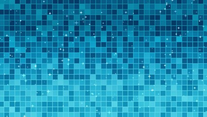 Wall Mural - Blue gradation grid blinking with sparkling stars, 4K motion loop background.