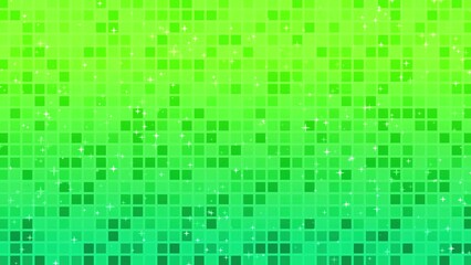 Wall Mural - Illuminated shiny green grid with sparkling stars, 4K motion loop background.