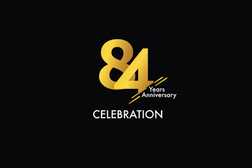 84th, 84 years, 84 year anniversary gold color on black background abstract style logotype. anniversary with gold color isolated on black background, vector design for celebration vector