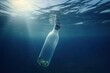 © Gelpi - Underwater bottle in the ocean. Generative AI
