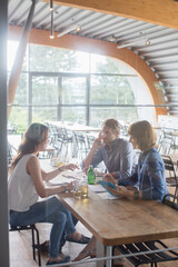 Poster - Business people talking in cafeteria