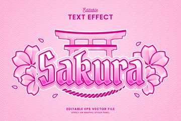 Wall Mural - decorative editable sakura text effect vector design