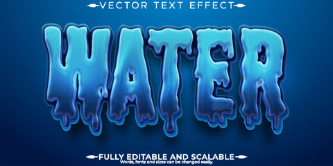 Wall Mural - Aqua water text effect, editable blue and liquid text style