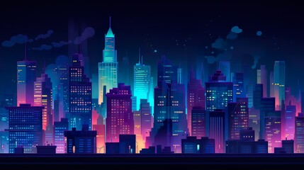 Wall Mural - Abstract background illuminated city. Expertly crafted illustration of an illuminated city on an abstract background with neon light, designed to enhance any banner. Generative AI.