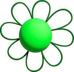 Wall Mural - 3D Green groovy flower