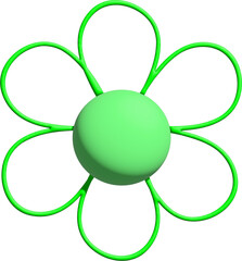 Wall Mural - 3D Green groovy flower