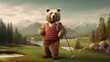 Bear playing golf Generative AI