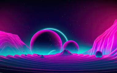 Wall Mural - neon light of the earth in space. generative ai.