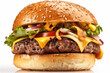 Classic hamburger stock photo, isolated in white, cheeseburger