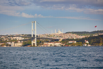 Wall Mural - Scenic city view across Bosphorus strait in Istanbul, Turkey