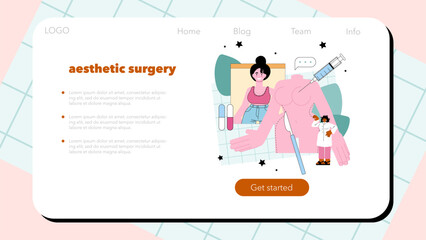 Plastic surgeon web banner or landing page. Aesthetic body correction