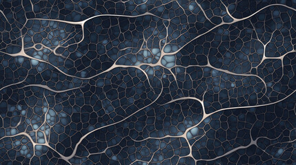 Wall Mural - seamless organic web neural network pattern blue - by generative ai