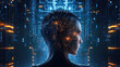man of the future with brain implants, additional opportunities for the brain, expansion of consciousness.