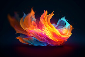 Aufkleber - A digital illustration of a stylized flame with bold and dynamic colors, representing passion, power, and transformation. Generative AI technology.