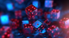 Red Dice On A Black Background