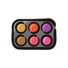 Wall Mural - Foundation palette - Cosmetic and makeup icon/illustration (Hand-drawn line, colored version)